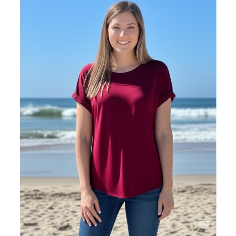 Matty M Burgundy Short Sleeve Shirt Small NWT